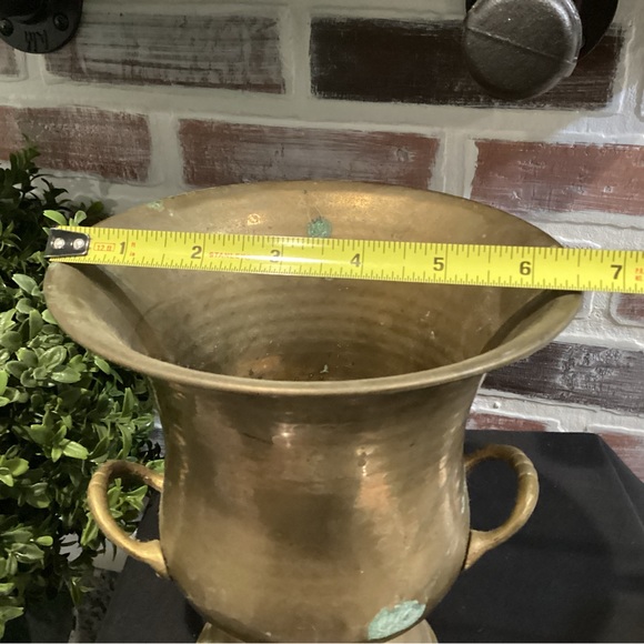 🟡 Vintage Solid Brass Caldron With Handles - Patina - Collectible - Heavy - Nice - Picture 11 of 12